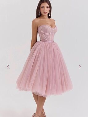 House of CB 'Darling' French Rose Tulle Midi SZ L Fuller Cup Sold Out Online